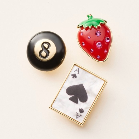 Kate Spade  Enamel Pin Set - Black, Red, White - Picture 1 of 3